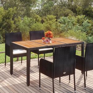 Stół ogrodowy z drewnianym blatem, czarny, 150x90x75 cm