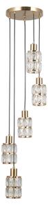 ALMA złota lampa wisząca klosze z kryształem 5xE27 PND-40668-5-HBR