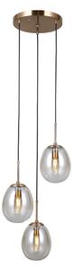 MEOLO lampa wisząca złota klosze owalne bursztynowe 3xE14 PND-40825-3-GD
