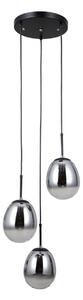MEOLO lampa wisząca czarna klosze owalne dymione 3xE14 PND-40825-3-BK