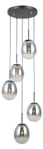 MEOLO lampa wisząca czarna klosze owalne dymione 5xE14 PND-40825-5-BK