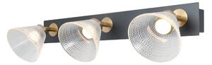 ORELLA lampa ścienna sufitowa czarno-złoty klosz stożek LED 3x4W 3000K WL-34393-3-BK-HBR
