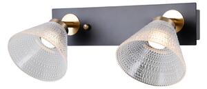 ORELLA lampa ścienna sufitowa czarno-złoty klosz stożek LED 2x4W 3000K WL-34393-2-BK-HBR