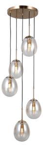MEOLO lampa wisząca złota klosze owalne bursztynowe 5xE14 PND-40825-5-GD