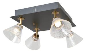 ORELLA plafon kwadratowy czarno-złoty klosz stożek LED 4x4W 3000K WL-34393-4S-BK-HBR
