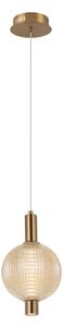 LENTI lampa wisząca złota klosz kula ryflowana bursztynowa LED 7W 3000K PND-83631-1-AB-AMB