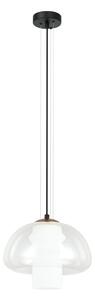 FEDER lampa wisząca klosz przezroczysty z białym dłuższym kloszem w środku 1xE27 PND-61001B-BK