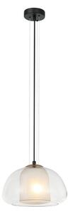 FEDER lampa wisząca klosz przezroczysty z białym kloszem w środku 1xE27 PND-61001A-BK