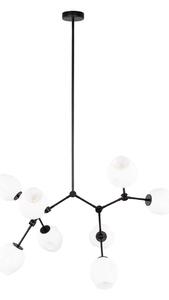 FERRAL lampa wisząca czarny żyrandol białe klosze 8xE27 dowolna modyfikacja PND-75075-8-BK-WG