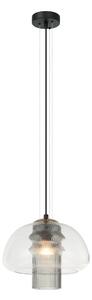 FEDER lampa wisząca klosz przezroczysty z dymionym dłuższym kloszem w środku 1xE27 PND-61001C-BK