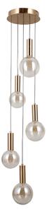 STRELA złota lampa wisząca klosze cieniowane amber LED 25W 3000K PND-34378-5S-HBR