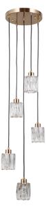 TORNO złota lampa wisząca klosze szkło fazowane 5xE14PND-40813-5R-HBR