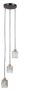 TORNO czarno-złota lampa wisząca klosze szkło fazowane 3xE14 PND-40813-3R-BK-HBR