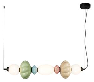 TORDI lampa wisząca ceramika beżowa niebieska różowa zielona klosze białe LED 24W 3000K wykończenie czarne PND-94721-3A-MLTI
