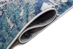 Niebieski nowoczesny chodnik dywanowy w liście - Brewis 3X