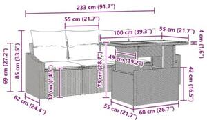 Zestaw Mebli Ogrodowych Komplet Wypoczynkowy Z Poduszkami 5-Częściowy Czarny Rattan Na Taras Balkon Ogród