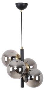 Czarno-szara lampa wisząca ze szklanym kloszem ø 15 cm Forte – Squid Lighting