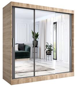 Szafa przesuwna z lustrem dąb sonoma + antracyt 200 cm D6-D82