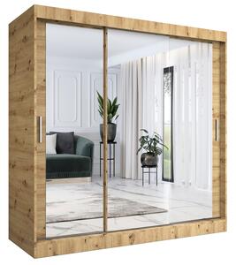 Szafa przesuwna z lustrem dąb artisan 200 cm połysk P0-P89