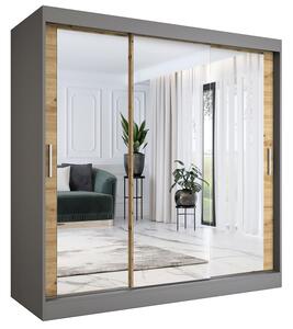 Szafa przesuwna z lustrem antracyt + dąb artisan 200 cm A8-R75