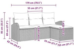 Zestaw Mebli Ogrodowych Komplet Wypoczynkowy Z Poduszkami Szary Rattan Na Taras Balkon Ogród