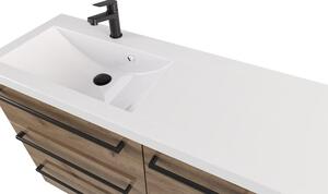 Szafka z umywalką typu loft ATHD UM ST 120 SZ D L UC - drewno połysk - Uchwyt Czarny Mat