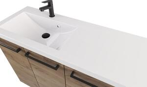 Szafka z umywalką typu loft ATHD UM ST 120 D SZ L UC - drewno połysk - Uchwyt Czarny Mat