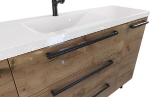 Szafka z umywalką typu loft ATHD UM ST 140 K K UC - drewno połysk - Uchwyt Czarny Mat