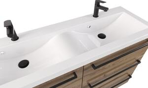 Szafka z umywalką typu loft ATHD UM ST 120 DUO UC - drewno połysk - Uchwyt Czarny Mat