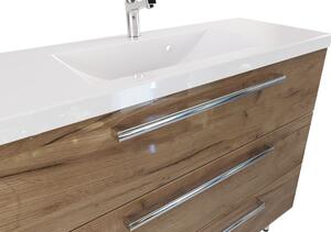 Szafka z umywalką typu loft ATHD UM ST 100 UCH - drewno połysk - Uchwyt Chromowany