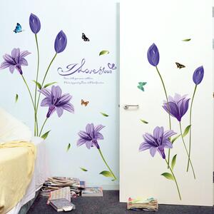 Naklejka na ścianę "Fioletowe kwiaty" 160x85cm