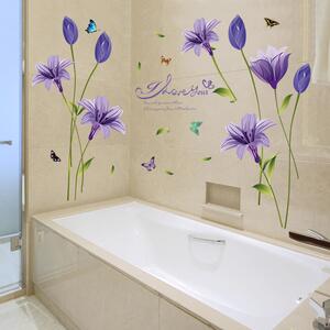 Naklejka na ścianę "Fioletowe kwiaty" 160x85cm