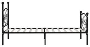 Rama łóżka ze stelażem z listw, czarna, metalowa, 90 x 200 cm