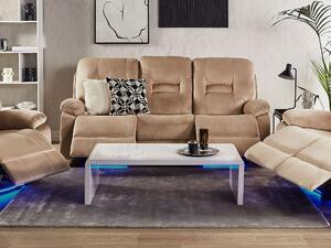Sofa tapicerowana rozkładana elektryczna welurowa podnóżek LED beżowa Bergen Beliani