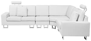 Narożnik prawostronny sofa skórzana regulowane zagłówki biały Stockholm Beliani