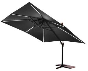 Parasol ogrodowy 3x4 m z aluminiow konstrukcj i panelem sonecznym z owietleniem LED Lumus – DarkGray