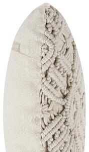 Poduszka dekoracyjna boho design makrama pleciony wzór 45 x 45 cm beżowa Esenkoy Beliani