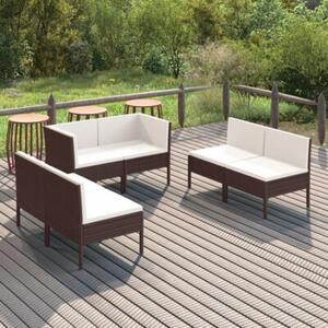 Zestaw Mebli Ogrodowych Komplet Wypoczynkowy Z Poduszkami 6-Częściowy Brązowy Rattan Na Taras Balkon Ogród