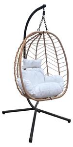 Fotel wiszący rattanowy - Fotel lounge - 95 x 95 x 195 cm - Z poduszką z boku