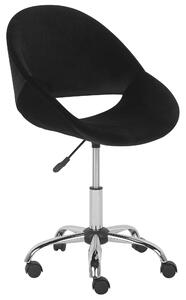 Krzesło biurowe welurowe obrotowe na kółkach regulowana wysokość czarne Selma Beliani