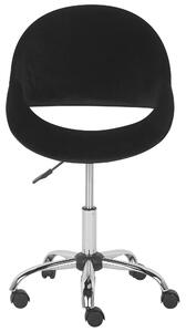 Krzesło biurowe welurowe obrotowe na kółkach regulowana wysokość czarne Selma Beliani