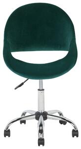 Krzesło biurowe welurowe obrotowe na kółkach regulowana wysokość zielone Selma Beliani