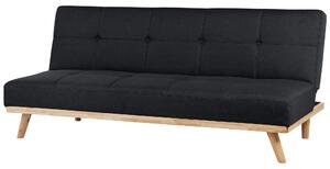 Rozkładana sofa trzyosobowa czarna pikowana drewniane nogi Froya Beliani