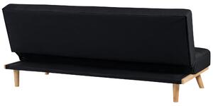 Rozkładana sofa trzyosobowa czarna pikowana drewniane nogi Froya Beliani