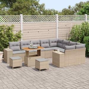 Zestaw Mebli Ogrodowych Komplet Wypoczynkowy Z Poduszkami 12-Częściowy Beżowy Rattan Na Taras Balkon Ogród