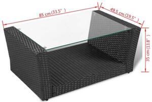 Zestaw Mebli Ogrodowych Komplet Wypoczynkowy Z Poduszkami 4-Częściowy Czarny Rattan Na Taras Balkon Ogród
