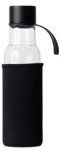 Butelka na wodę, czarny pokrowiec, 0,6 l, śred. 7 x 26 cm, szkło borokrzemowe/neopren
