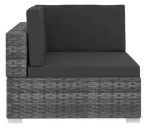Sofa 4-częściowa do ogrodu, z poduszkami, polirattan, szara