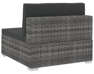 Sofa 4-częściowa do ogrodu, z poduszkami, polirattan, szara