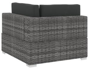 Sofa 4-częściowa do ogrodu, z poduszkami, polirattan, szara